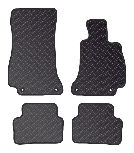 PCM - Tailored Car Floor Mats for Mercedes E Class Saloon (2016 - Present) 4 CLIPS - Black Standard Rubber 3mm - Full Floor Protection - Anti Slip & Fit Mat with Clips Easy Clean - Black Edging