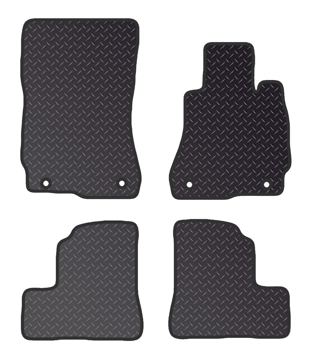 PCM- Car Floor Mats fits for MERCEDES S Class SWB from (2006-2013)- Black Heavy Duty Rubber 5mm - Car Floor Mat, with Anti Slip Backing - 4 pcs Floor Mat Set with  2 Clips