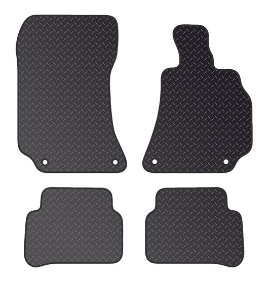 PCM - Tailored Car Floor Mats for Mercedes E CLASS (2009-2016) 4 CLIPS - Black Standard Rubber 3mm - Full Floor Protection - Anti Slip & Fit Mat with Clips Easy Clean Car Carpet - Black Edging