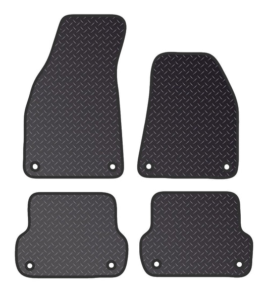 PRIME CAR MAT - Fits Audi A4 2006-2008 - Standard Rubber 3mm - Tailored Car Mats - Waterproof, Non Slip Car Floor Mat, Fitted with Clips & Anti Slip Backing - 4 pcs Floor Mat Set