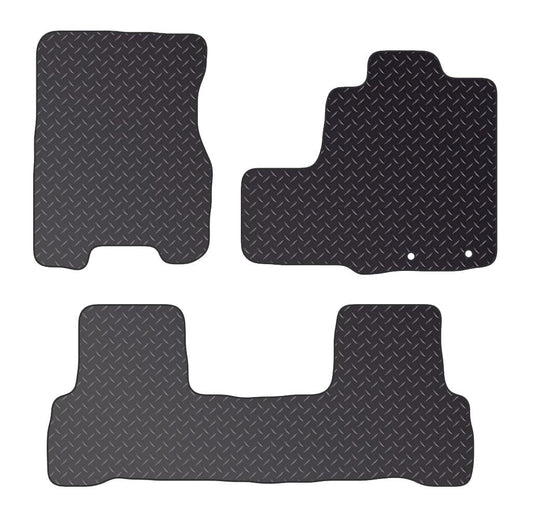 PCM - Car Floor Mats Compatible with Honda CRV Model from (2000-2015) - Black Standard Rubber 3mm - Tailored Car Mats with Anti Slip Backing - 3 pcs Floor Mat Set with 2 Clips