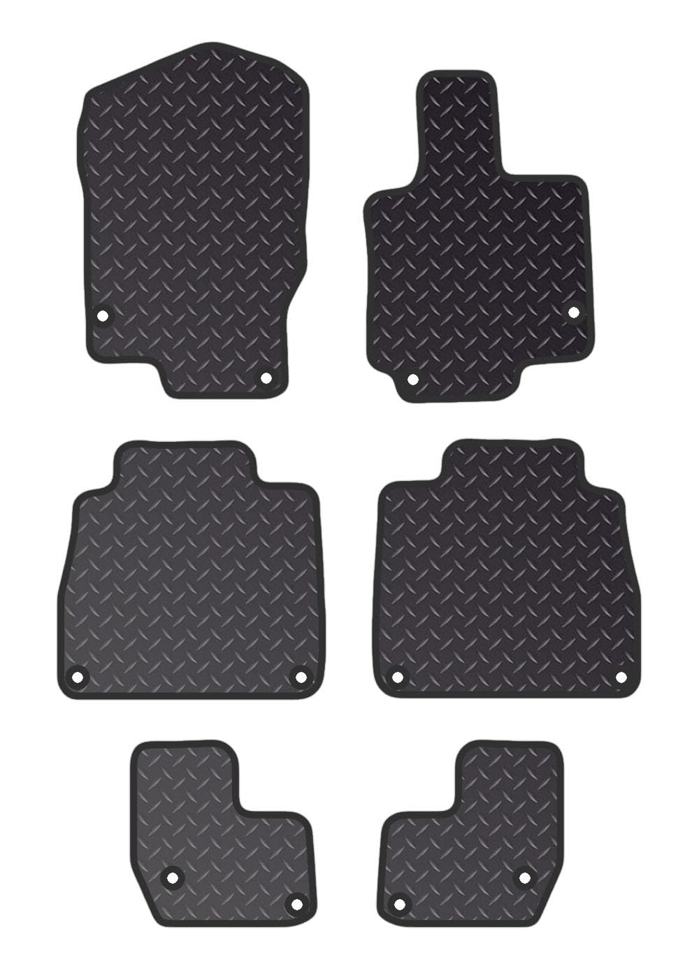 PCM- Car Floor Mats fits for Mercedes GLS 7 Seater From 2020 ON- Black Heavy Duty Rubber 5mm - Car Floor Mat, with Anti Slip Backing. 6 pcs Floor Mat Set with 12 Clips.