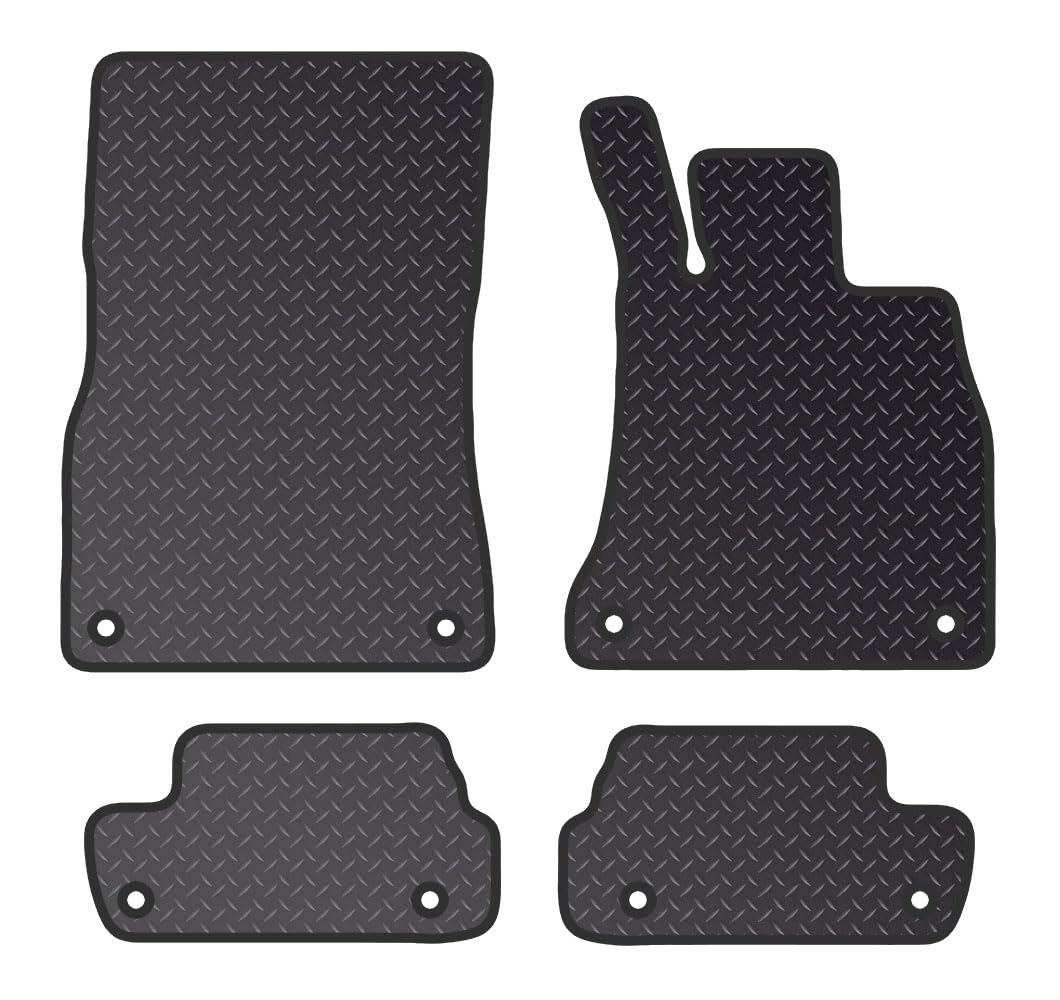 PCM- Car Floor Mats fits for MERCEDES S Class Convertible from 2017-Persent- Black Heavy Duty Rubber 5mm - Car Floor Mat, with Anti Slip Backing - 4 pcs Floor Mat Set with  8 Clips