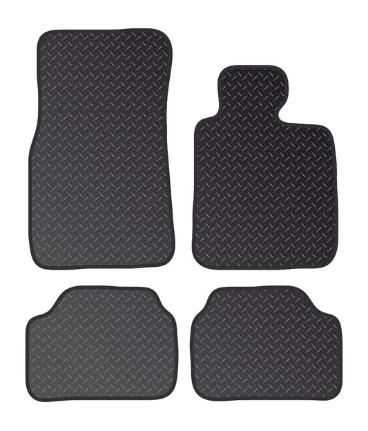 PRIME CAR MATS  -Fits Bmw 1 Series 2011-2017 F20 & F21 Hatch - Black Heavy Duty Rubber 5MM - Anti Slip Mat -4 Pc Floor Mat with Fitted Clips & Granulated Backing