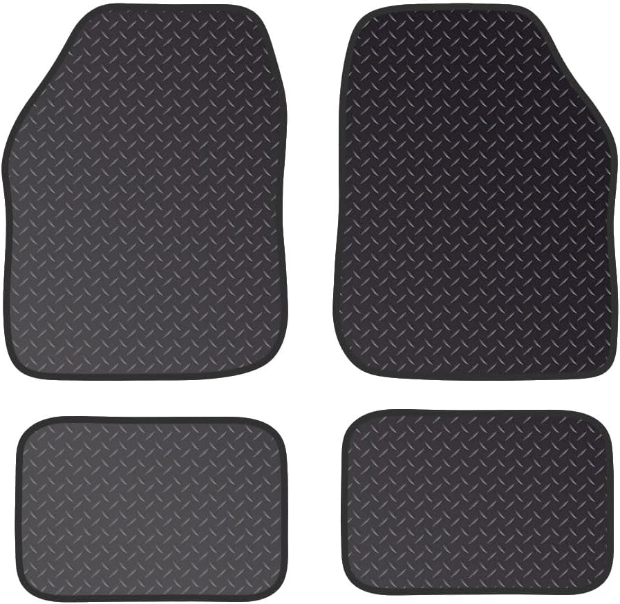 PCM - Black Car Mats Universal Van Floor Mats for Ford, Kia All models - 4PC Set interior car accessories Rubber with Waterproof Anti Slip Backing