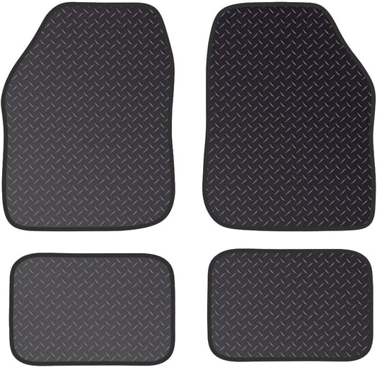 PCM - Black Car Mats Universal Van Floor Mats for Ford, Kia All models - 4PC Set interior car accessories Rubber with Waterproof Anti Slip Backing