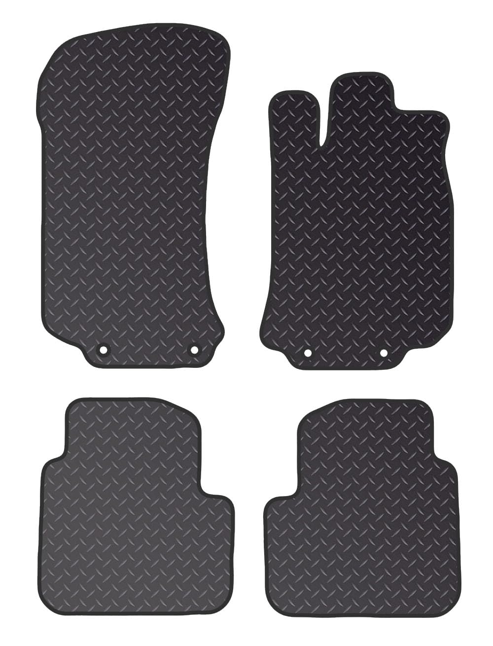 PCM- Car Floor Mats fits for MERCEDES R Class from (2006-2014)- Black Standard Rubber 3mm - Tailored Car Mats - Car Floor Mat, with Anti Slip Backing - 4 pcs Floor Mat Set with 4 Clips