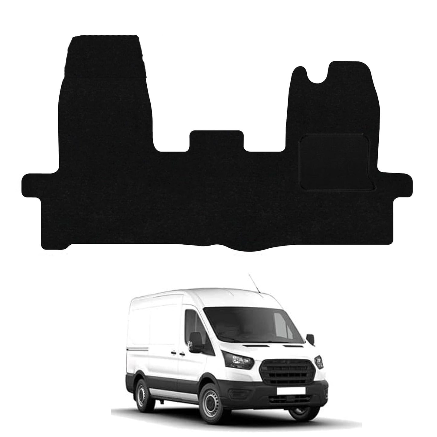 Tailored Fit Mats - Floor Mats for the Ford Transit 2014-2016 - Black Luxury Carpet - 1 Piece Front - Van Accessory  Heavy-Duty, Waterproof & Anti-Slip Work Mats with Clips