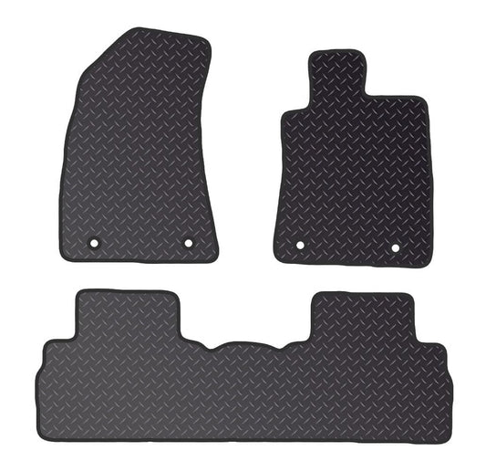 PCM- Car Floor Mats fits for MG ZS TAXI  From 2020 ON- Black Heavy Duty Rubber 5mm - Tailored Car Mats - Car Floor Mat, with Anti Slip Backing - 3 pcs Floor Mat Set with  4 Clips