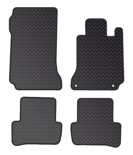 PCM - Car Floor Mats for Mercedes C Class Saloon auto  (2007-2014) 2 CLIPS - Black Standard Rubber 3mm - Tailored Car Mats - Car Floor Mat, with Anti Slip Backing - 4 pcs Floor Mat Set