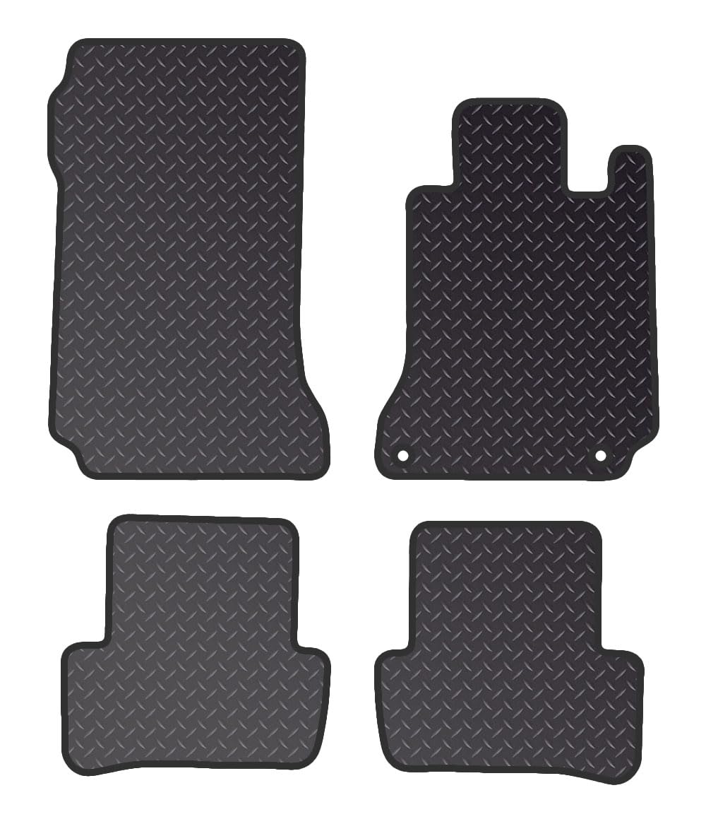 PCM - Car Floor Mats for Mercedes C CLASS COUPE (2007-2014) 2 CLIPS - Black Standard Rubber 3mm - Tailored Car Mats - Car Floor Mat, with Anti Slip Backing - 4 pcs Floor Mat Set