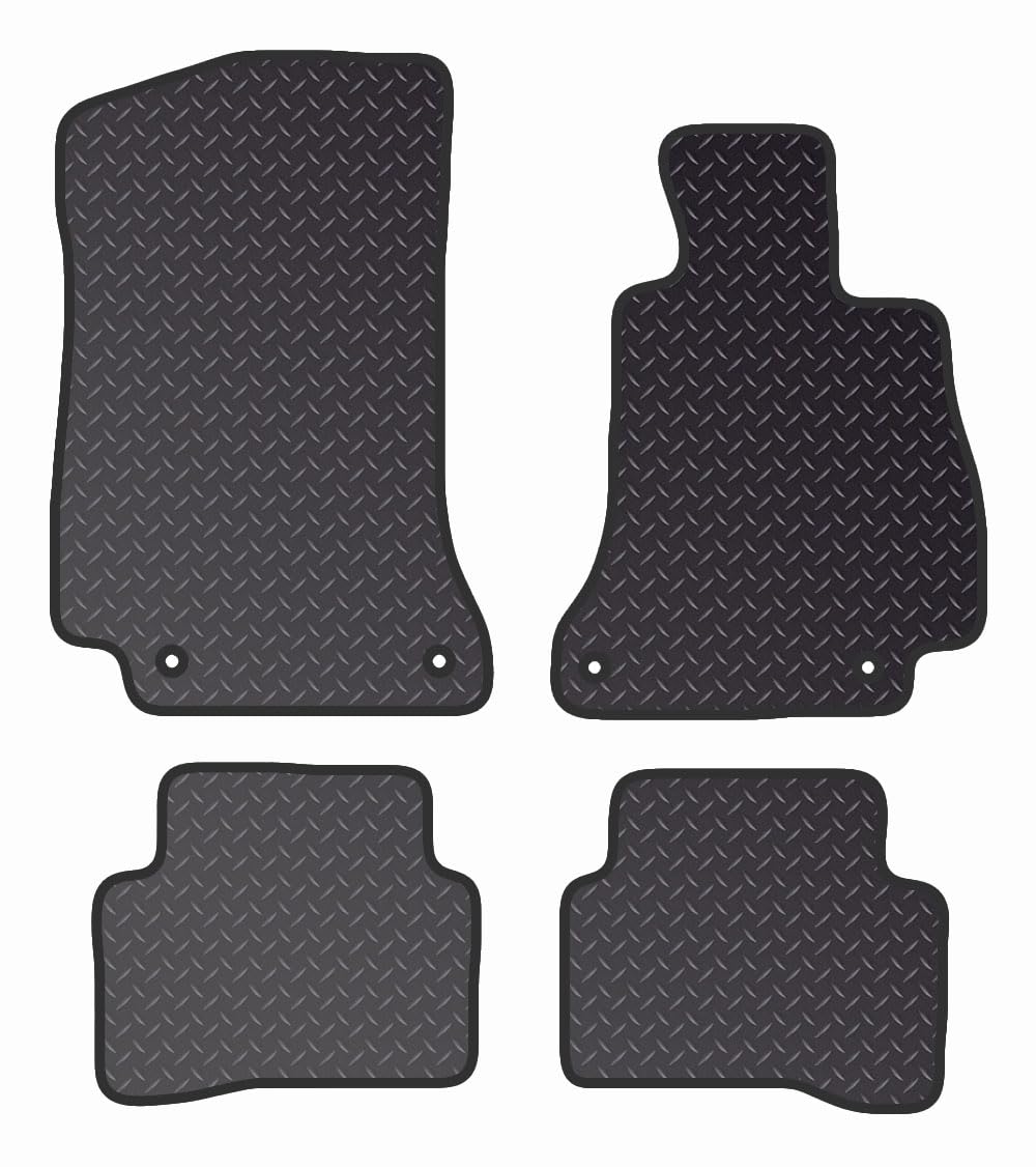 PCM - Car Floor Mats for Mercedes C Class Saloon  (2014 - Present) 4 CLIPS - Black Standard Rubber 3mm - Tailored Car Mats - Car Floor Mat, with Anti Slip Backing - 4 pcs Floor Mat Set