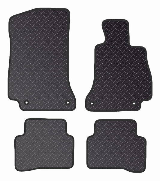 PCM - Car Floor Mats for Mercedes C Class Saloon  (2014 - Present) 4 CLIPS - Black Heavy Duty Rubber 5mm - Tailored Car Mats - Car Floor Mat, with Anti Slip Backing - 4 pcs Floor Mat Set