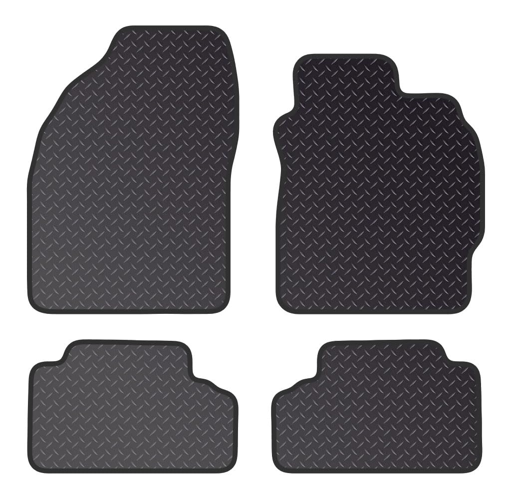 PCM - Car Floor Mats for Toyota Auris (2007-2011) 2 CLIPS - Black Heavy Duty Rubber 5mm - Tailored Car Mats - Car Floor Mat, with Anti Slip Backing - 4 pcs Floor Mat Set