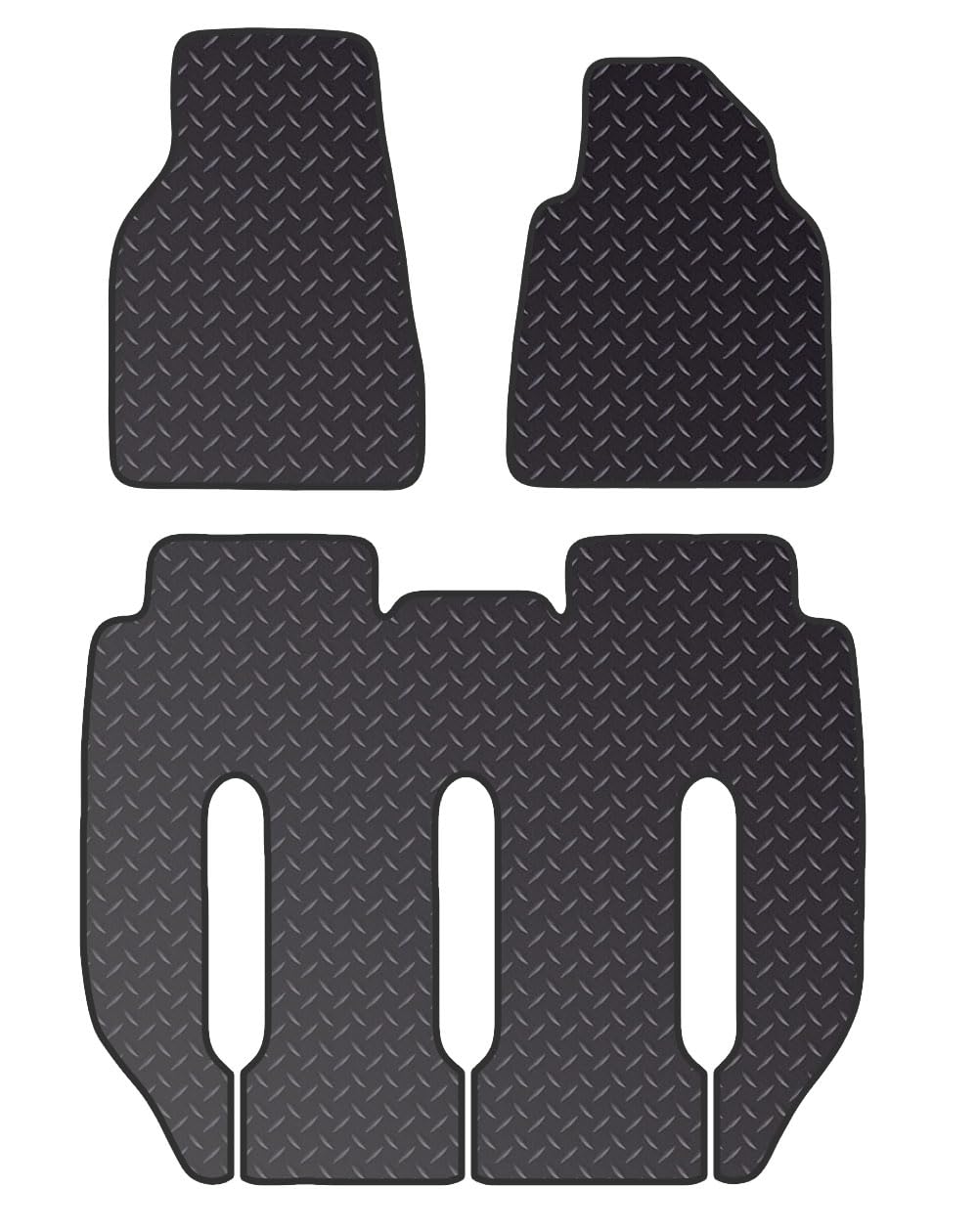 PCM - Floor Mat for Tesla Model X 7 Seater fits for (2015 On) - Black Standard Rubber 3mm - Car Floor Mat, with Anti Slip Backing - 3 pcs Floor Mat Set with 2 Clips