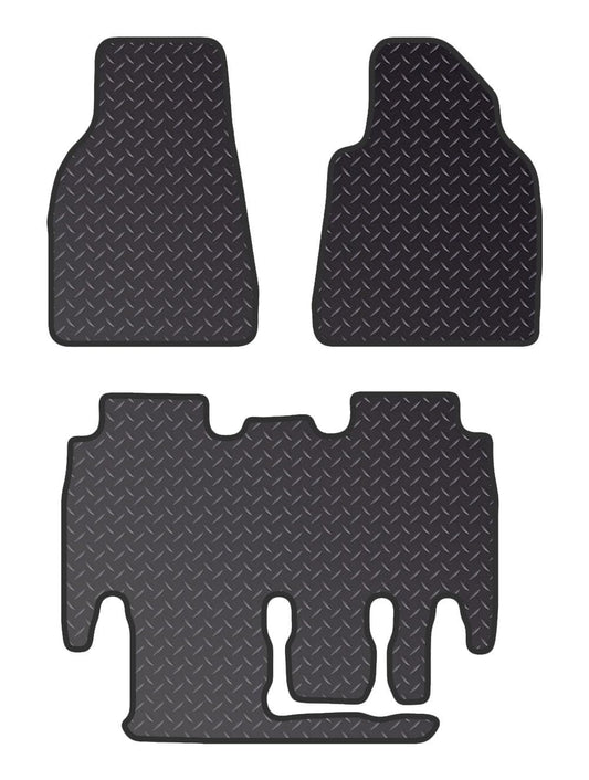 PCM - Floor Mat for Tesla Model X 5 Seater CUSTOM fits for (2016 On) - Black Standard Rubber 3mm - Car Floor Mat, with Anti Slip Backing - 3 pcs Floor Mat Set with 2 Clips
