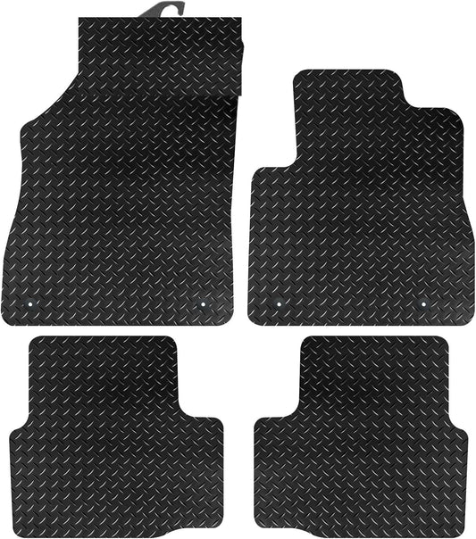 PRIME CAR MAT - Fits Vauxhall Astra K 2015 Onwards - Black Black Standard Rubber 3mm - Anti Slip Tailored Car Mats - Waterproof Car Floor Mat, with Anti Slip Backing - 4 pcs Floor Mat Set with 8 Clips