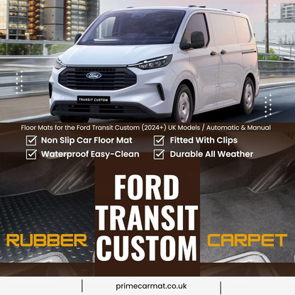 PCM - Carpet Floor Mats Fits for Ford Transit Custom (2024+) [Manual] 4 Clips - 1 Floor Mat Only
