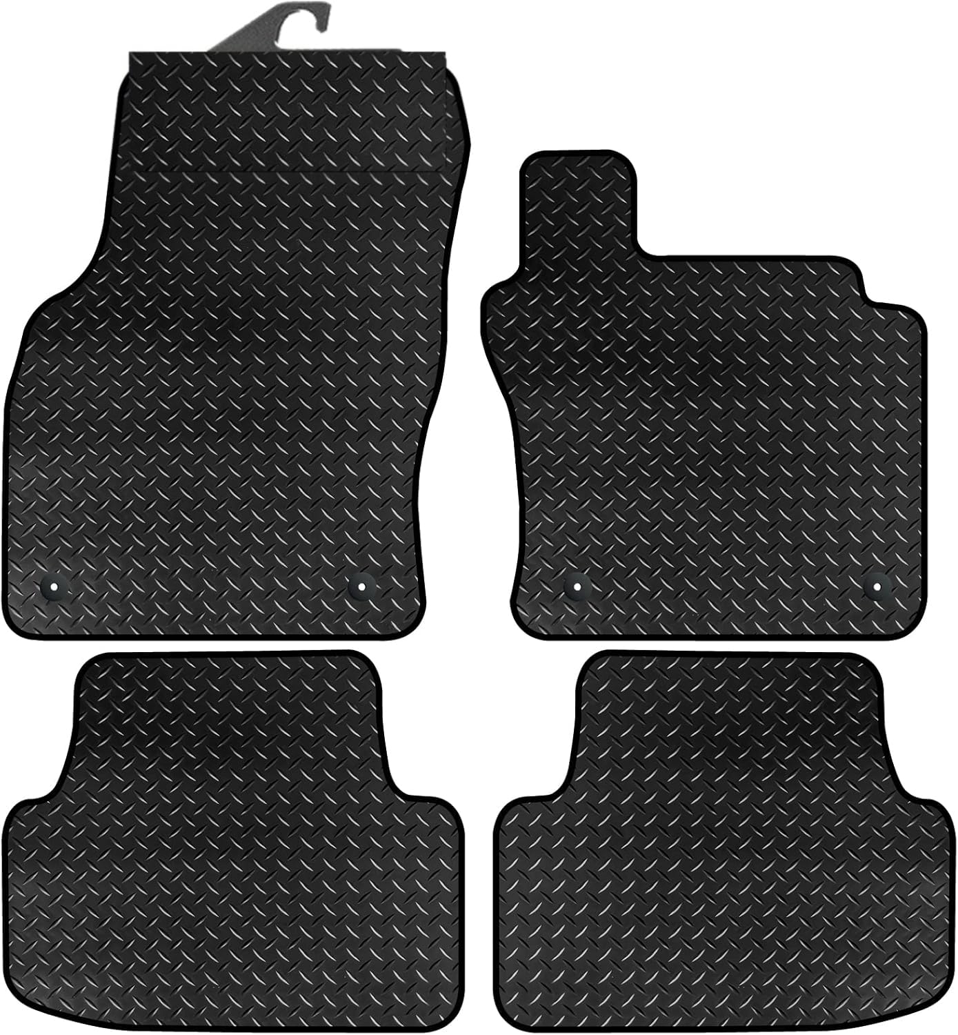 PRIME CAR MATS - Fits VOLKSWAGEN T-Roc 2017 Onwards - Black Standard Rubber 3MM - Anti Slip Mat - Non Slip Tailored Car Floor Mat, Fitted With Clips & Granulated Backing - 4 Pc Floor Mat
